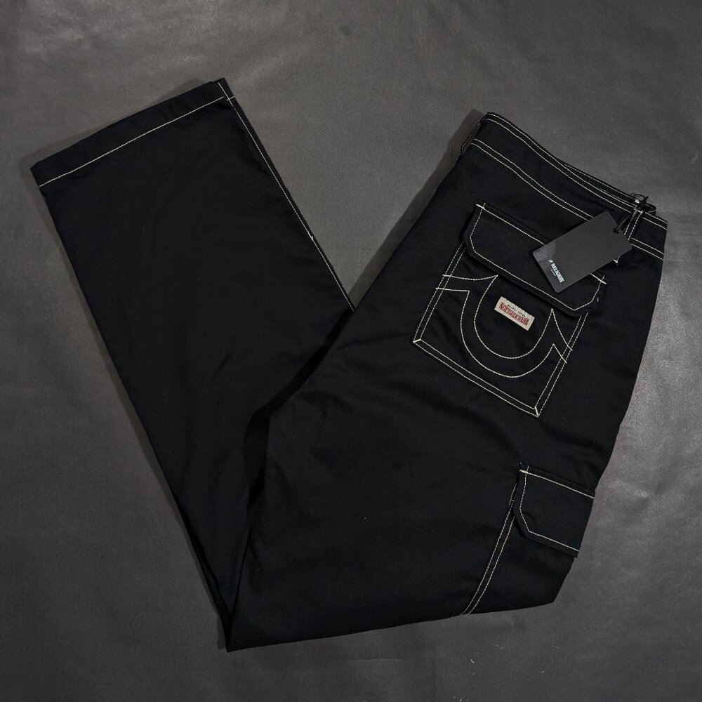 True Religion Jet Black Cargo Pants Men’s Size 34x32 36x32